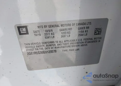 2016 Cadillac Xts Premium Collection из США, поврежденный, VIN 2G61R5S36G9120578